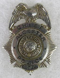 Antique Obsolete Police Badge "Chief" Alcester South Dakota- Small