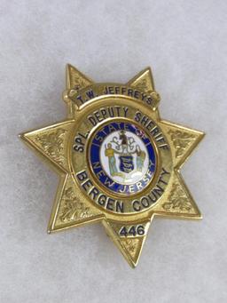 Original Obsolete Police Named Special Deputy Sheriff Badge Bergen County, New Jersey