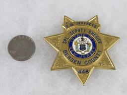 Original Obsolete Police Named Special Deputy Sheriff Badge Bergen County, New Jersey