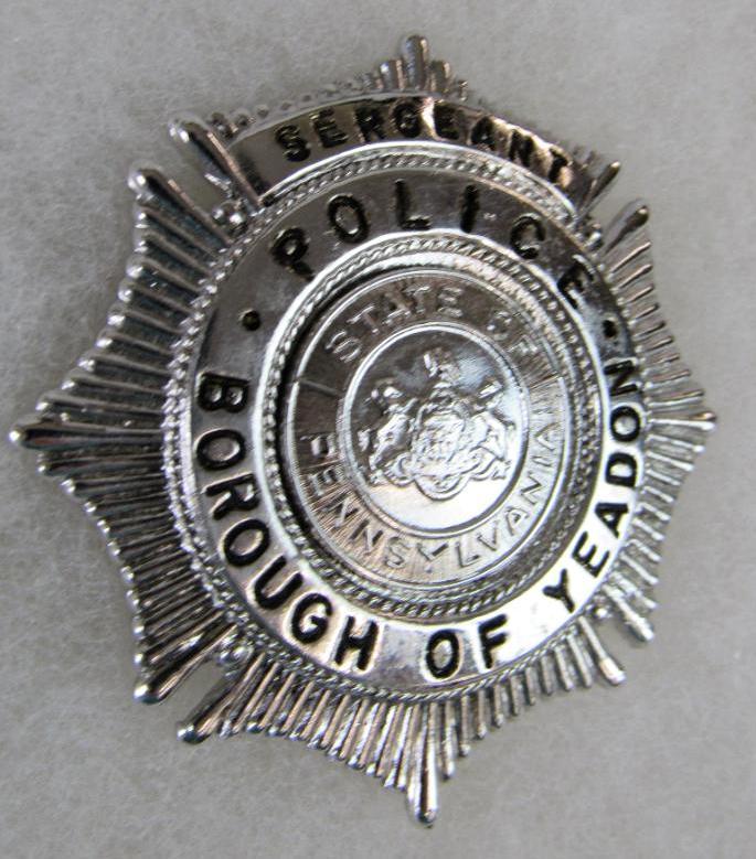 Original Obsolete Police Badge Sergeant Borough of Yeadon, Pennsylvania