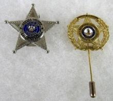 (2) Small Police Sheriff's Department Badges- Bedford County, Virginia, LaFourche Parish Louisiana