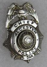 Antique Obsolete Police Badge "Chief" Alcester South Dakota- Small