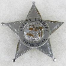 Original Obsolete Police Deputy Sheriff Badge Tipton County, Indiana