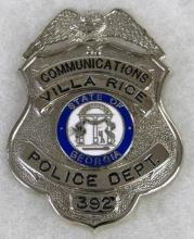 Original Obsolete Police Badge Communications - Villa Rice Georgia