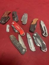 Foldable knives. 10 pieces