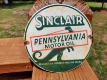 Porcelain Sinclair Pennsylvania Motor Oil Door Push Plate Gas Station Sign