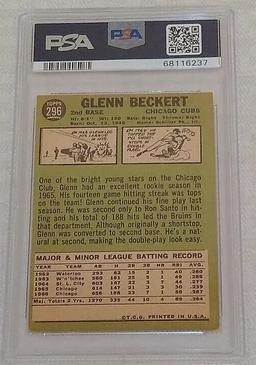 1/1 Vintage 1967 Topps MLB Baseball Factory Error Card #296 Glenn Beckert Cubs PSA GRADED Slabbed