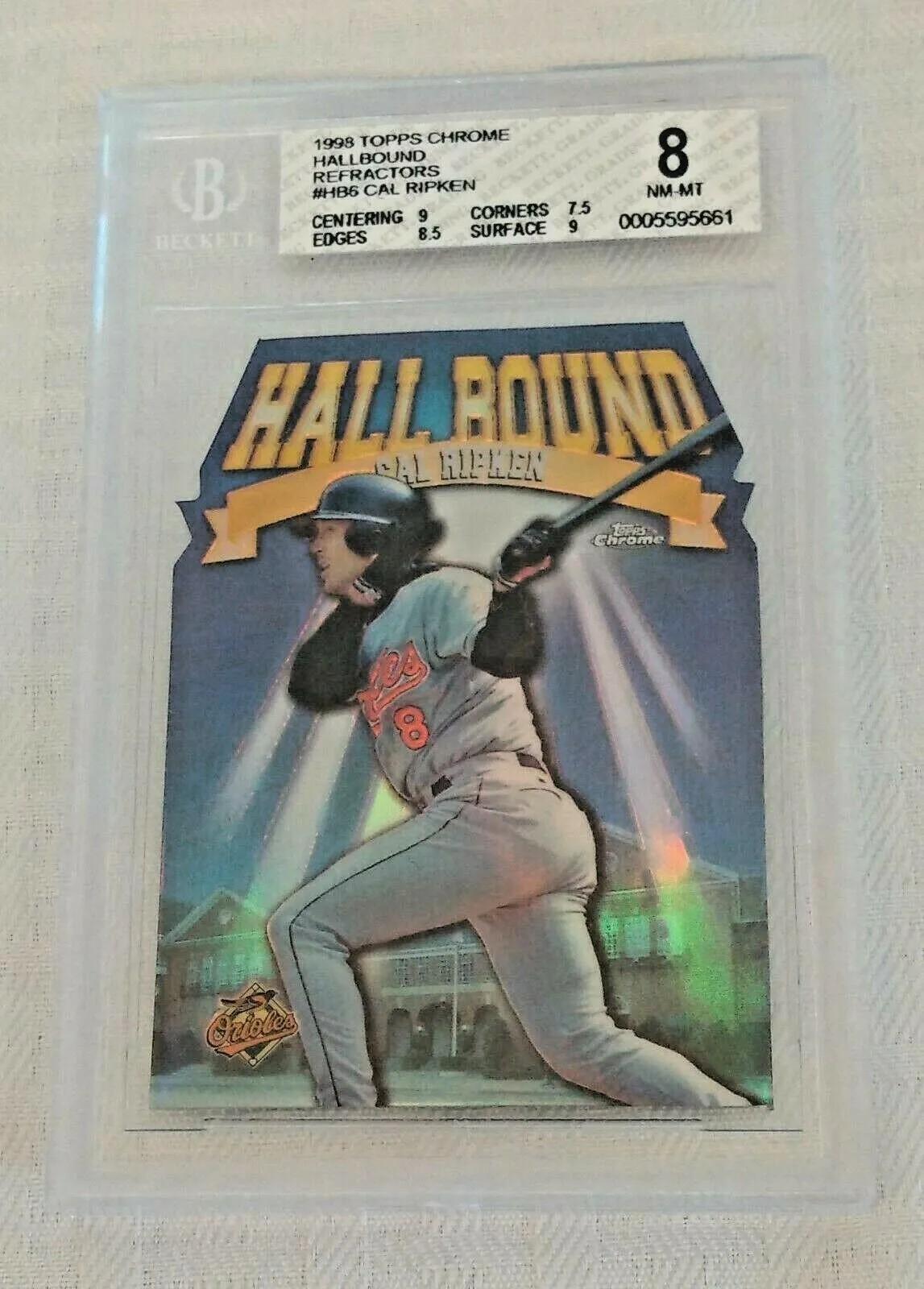 1998 Topps Chrome Hall Bound Baseball Insert Refractor Cal Ripken Jr Orioles BGS GRADED 8 NRMT MLB