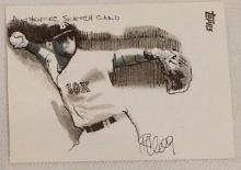 2009 Topps MLB Baseball 1/1 Authentic Sketch Card Insert Dustin Pedroia Boston Red Sox Artist Rare