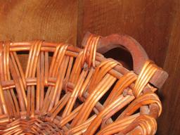 Large Rattan Oval Basket W/ Wood Handles