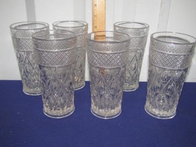Set Of 6 Heavy Lead Crystal Tea / Water / Cocktail Glasses