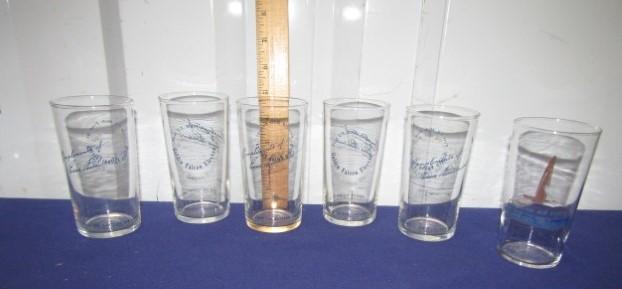5 Vtg Eastern Airlines Golden Falcon Glasses Compliments Of Eddie Rickenbacher