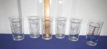 5 Vtg Eastern Airlines Golden Falcon Glasses Compliments Of Eddie Rickenbacher
