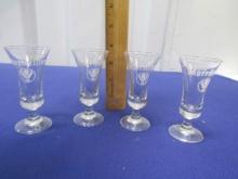 Set Of 4 Jagermeister Pedestal Shot Glasses