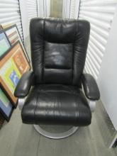 Genuine Leather Swivel Reclining Chair By Lafer of Brazil (LOCAL PICK UP ONLY)