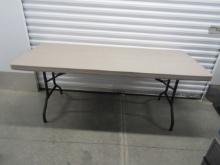 6 Foot Long Folding Table W/ Beige Top (LOCAL PICK UP ONLY)
