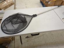 Large black/silver metal fishing net. Comes as is shown in photos. Appears to be used. 19.5"W x 62"H