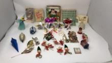 CHRISTMAS ORNAMENTS & VINTAGE STAMPS