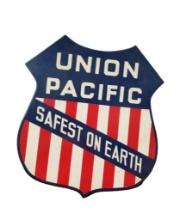 Union Pacific "Safest on Earth Sign " 24" x 27", Wood