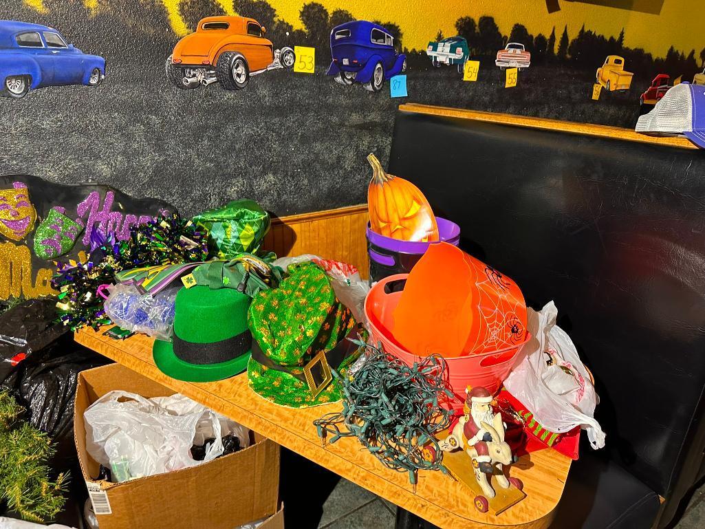 Large Group of Holiday Decorations, Mardi Gras, Halloween, Christmas, St Patricks Day