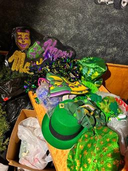 Large Group of Holiday Decorations, Mardi Gras, Halloween, Christmas, St Patricks Day