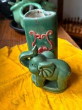 Vintage Elephant Pottery Vase