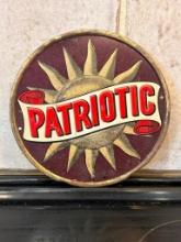 Vintage Patriotic Tin Embossed Sign, 7in