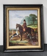 W.H. Knight 1890 Framed Victorian Equestrian and Dogs Painting