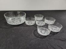 Seven Piece Cut Glass Serving Bowls, 1 Large, 6 Smaller