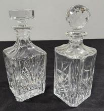 Two Crystal or Elegant Glass Whiskey Decanters w/ Stoppers