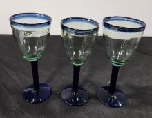 Three Matching Margarita Glasses