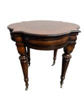 Ornate Mahogany Inlaid Side Table 29in x 29in x 28in H