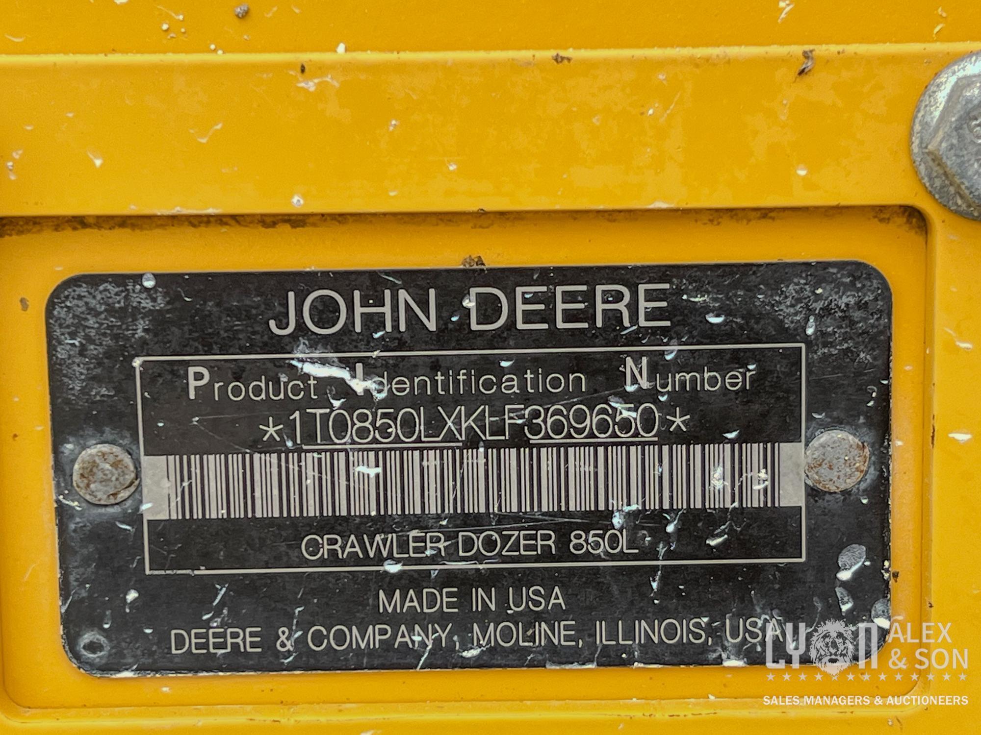 2020 JOHN DEERE 850L WLT CRAWLER TRACTOR SN:1T0850LXKLF369650 powered by John Deere 6090 diesel