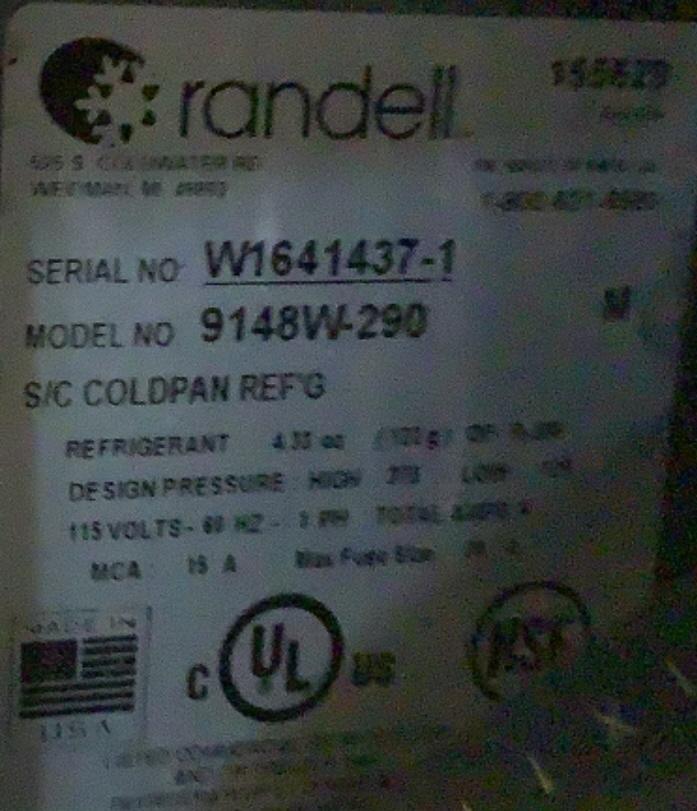 Randell Refrigerated Prep Station 9148W-290