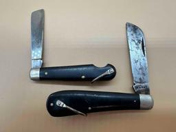 LOT OF 2 BLACK HANDLE POCKET KNIFE