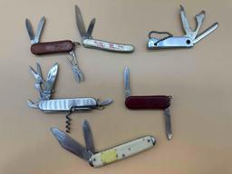 6 MISC ADVERTISEMENT POCKET KNIVES AND MULTI TOOLS