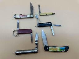 6 MISC ADVERTISEMENT POCKET KNIVES AND MULTI TOOLS