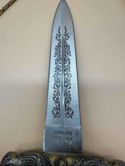 CHINESE INSPIRED DECORATIVE KNIFE 5" BLADE KNIFE