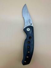 FROST CUTLERY POCKET KNIFE HALF SERRATED BLADE