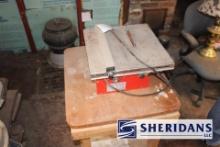 TILE SAW/TABLE: TC180A TILE CUTTER AND WOODEN STAND/TABLE. SELLS UNTES