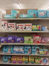 Variety of baby diapers