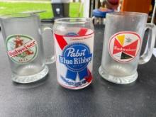 Group of 3 Vintage Beer Glasses