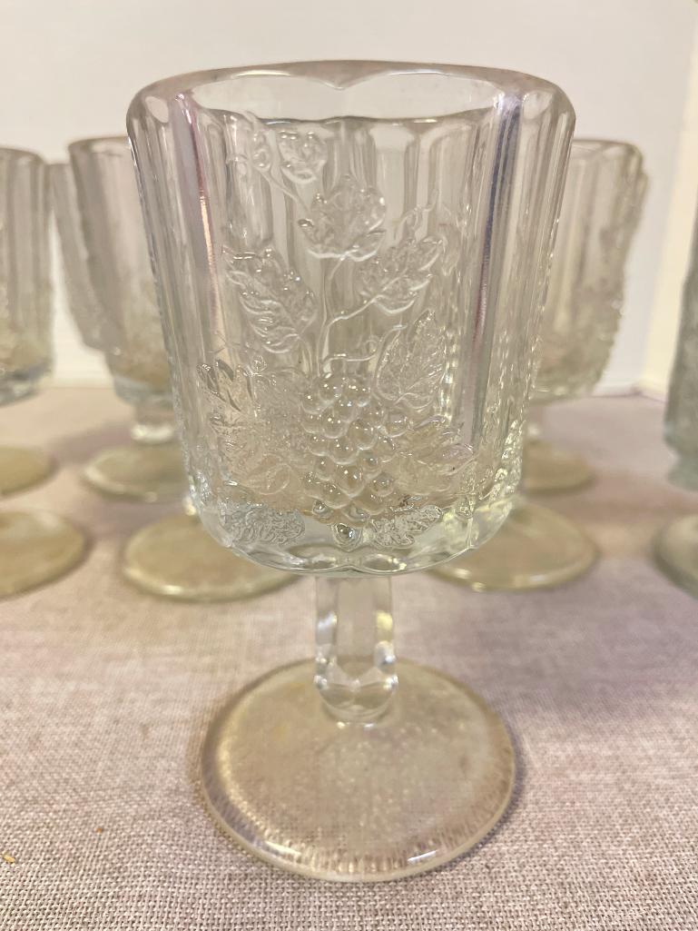 Vintage Glass Pitcher and 8 Glasses