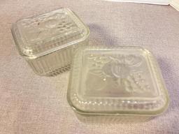 Group of 2 Vintage Glass Refrigerator Containers