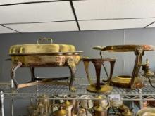 Shelf Lot of Chafing Dish, Candelabra and More from King Cole Restaurant