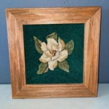 Framed Hand Made Needlepoint Floral Tapestry