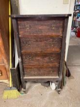 Vintage Four Drawer Wood Cabinet on Casters