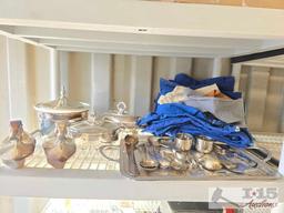Silver Plated Serving Dishes, Utensils, Decorations