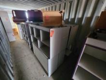 Group of Portable Student Storage Shelves, (1) Lamp, (1) Wooden Stand