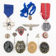 WWII German Medal, Badge, Stick Pin Lot- 13 Pieces